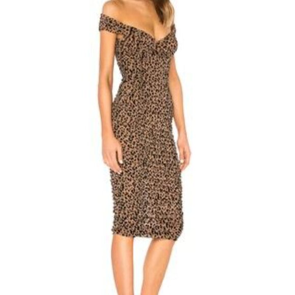 Majorelle - Tabitha Midi Dress - from revolve, animal print, Ruched, Size XS - Picture 2 of 9